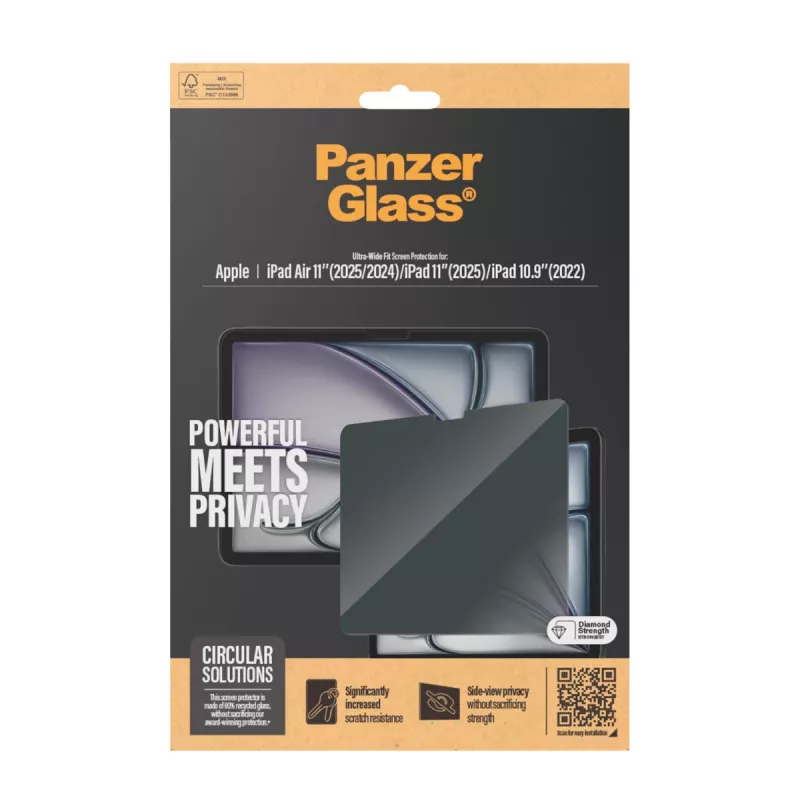 PanzerGlass ® privātuma ekrāna aizsargs iPad Air 11'' (2024-2025) | iPad 11 collas (2025) | iPad 10,9'' (2022) | Ultra-Wide Fit