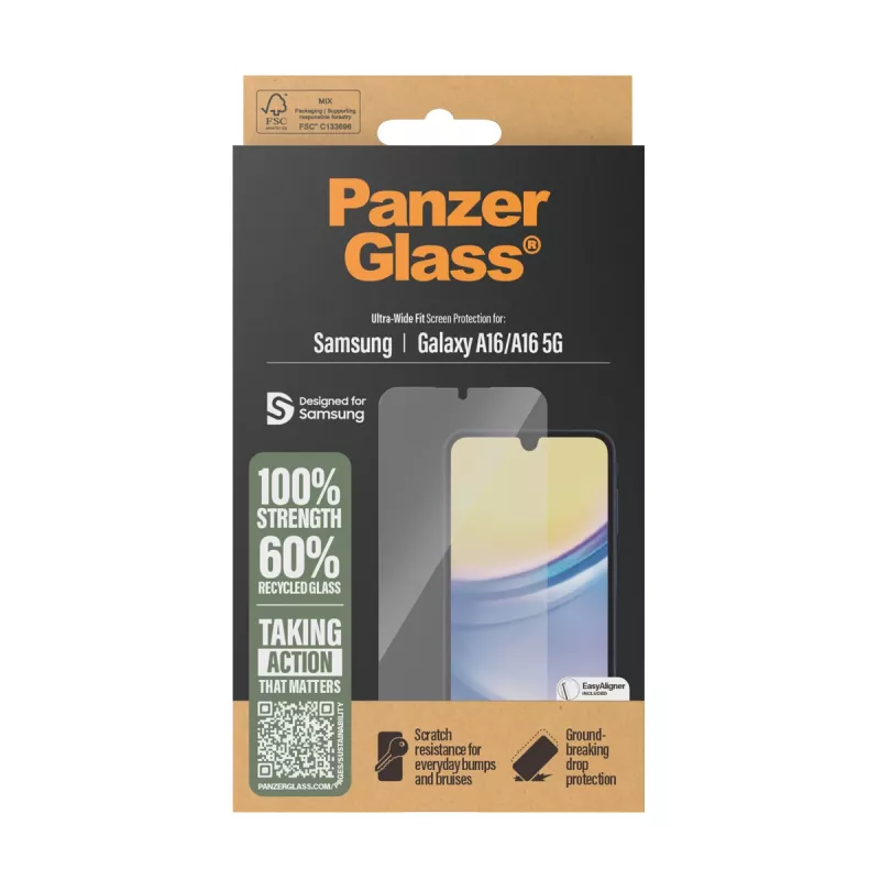 PanzerGlass ® Ekrāna aizsargs Samsung Galaxy A16 | A16 5G | Ultra-Wide Fit ar EasyAligner