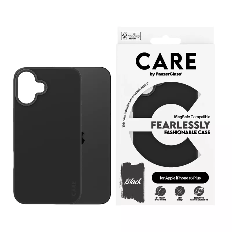 PanzerGlass CARE™ by ® Case Black w. MagSafe iPhone 16 Plus, Vāciņš, Apple, Apple - iPhone 16 Plus, Melns