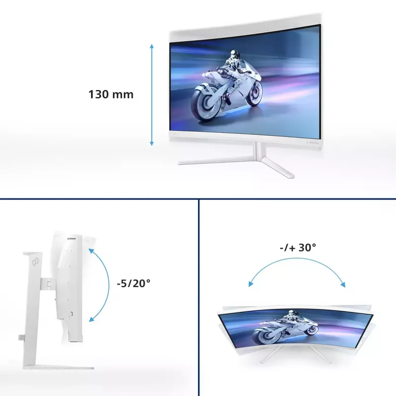 Philips Evnia 5000 27M2C5501/00 datora monitors 68.6 cm (27 colli) 2560 x 1440 pikseļi Quad HD LCD Balts