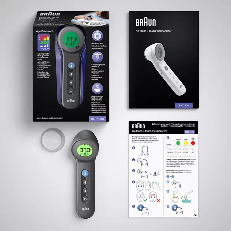 Braun BNT400 bezkontakta pieres termometrs, pelēks