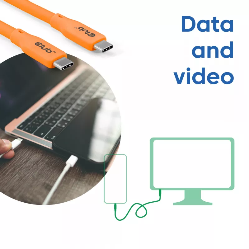 CLUB3D Kabel / Adapter USB kabelis USB4 Gen 2x2 2 m USB C oranžs