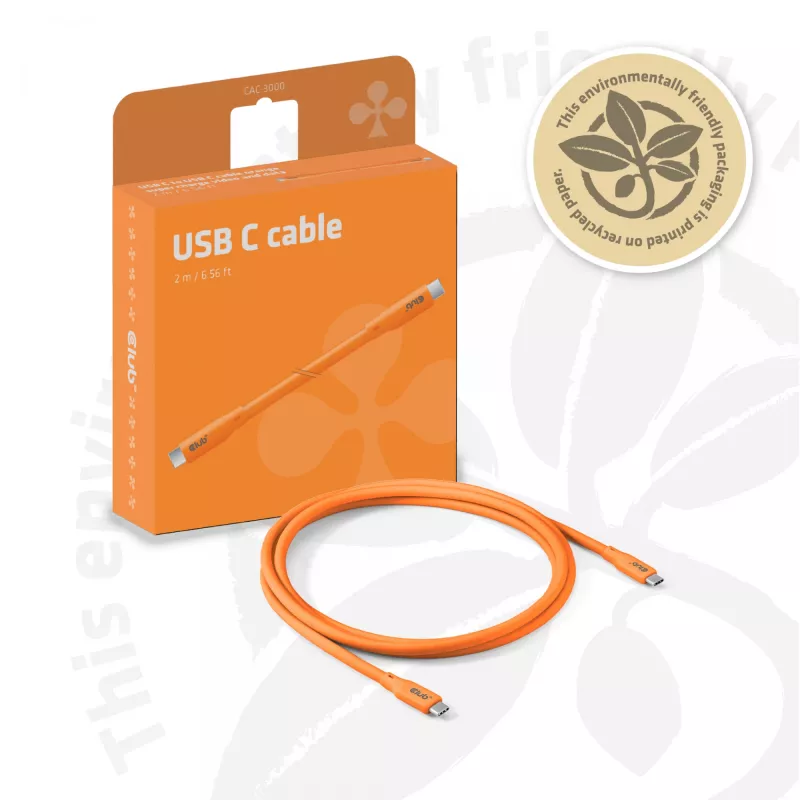 CLUB3D Kabel / Adapter USB kabelis USB4 Gen 2x2 2 m USB C oranžs