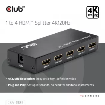 CLUB3D 1 pret 4 HDMI™ sadalītājs 4K120Hz