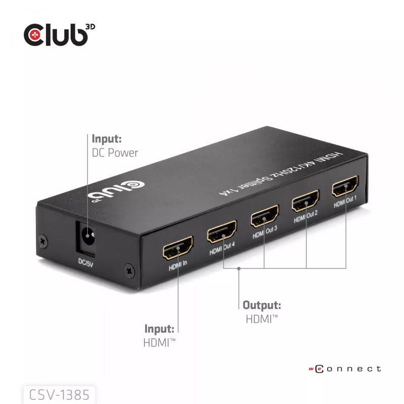 CLUB3D 1 pret 4 HDMI™ sadalītājs 4K120Hz