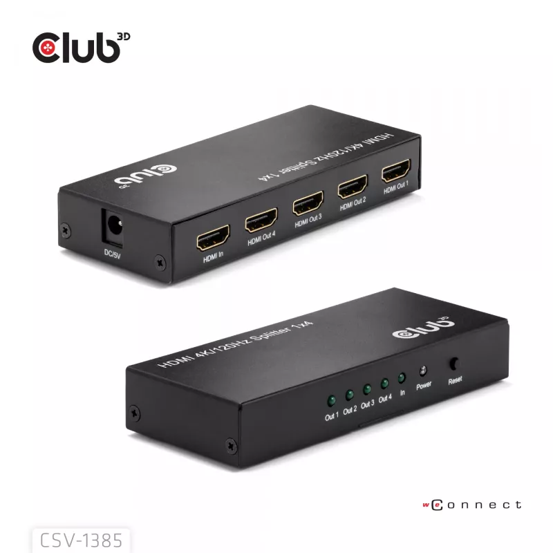 CLUB3D 1 pret 4 HDMI™ sadalītājs 4K120Hz