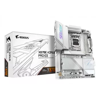 Mātesplate GIGABYTE X870E AORUS PRO ICE — AMD X870E, Socket AM5, ATX, DDR5, 4×DIMM, Wi‑Fi 7, 2.5Gb LAN