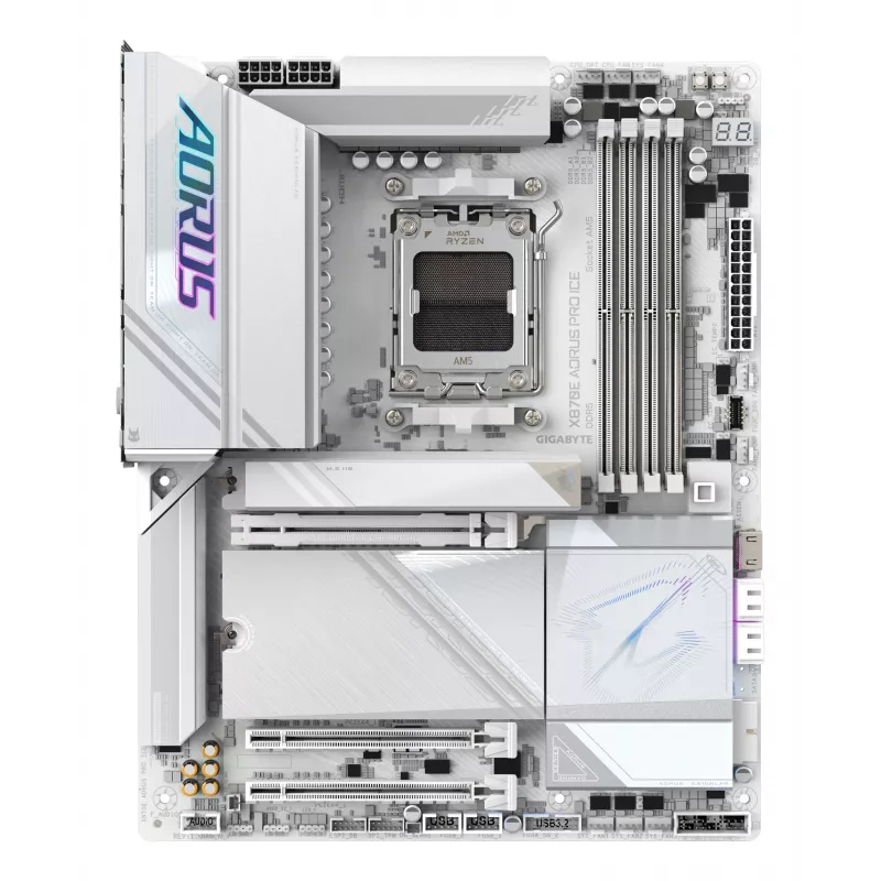 Mātesplate GIGABYTE X870E AORUS PRO ICE — AMD X870E, Socket AM5, ATX, DDR5, 4×DIMM, Wi‑Fi 7, 2.5Gb LAN