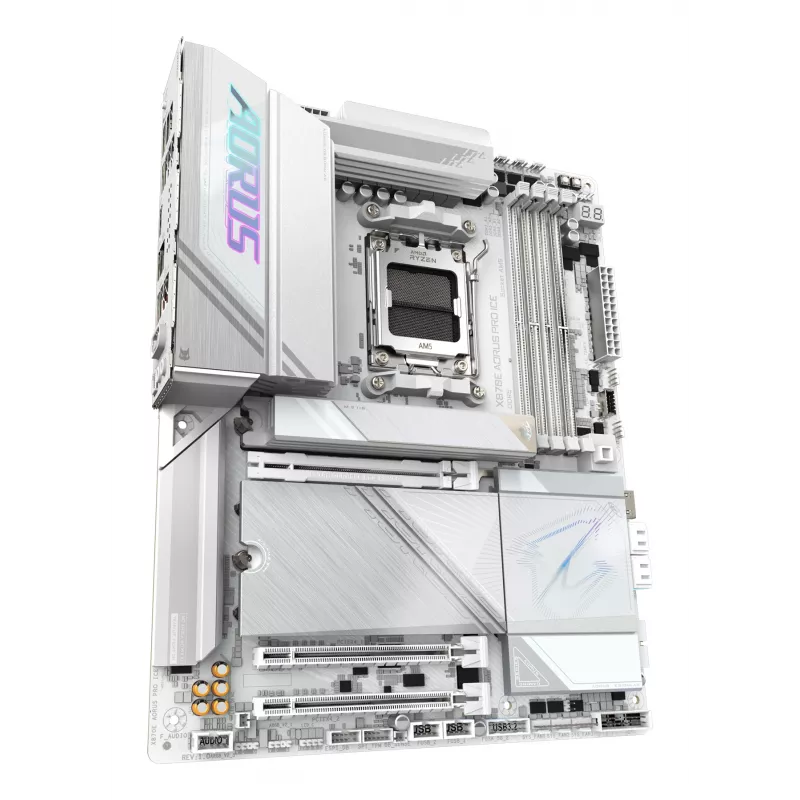 Mātesplate GIGABYTE X870E AORUS PRO ICE — AMD X870E, Socket AM5, ATX, DDR5, 4×DIMM, Wi‑Fi 7, 2.5Gb LAN