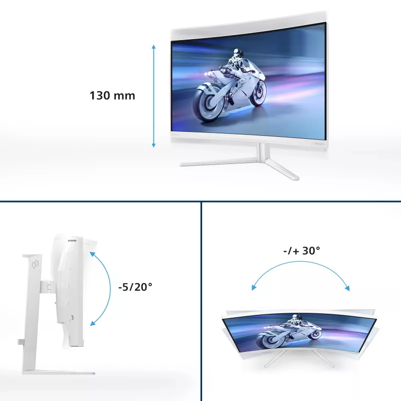 Philips Evnia 5000 32M2C5501/00 datora monitors 80 cm (31,5 collu) 2560 x 1440 pikseļi Quad HD LCD Balts