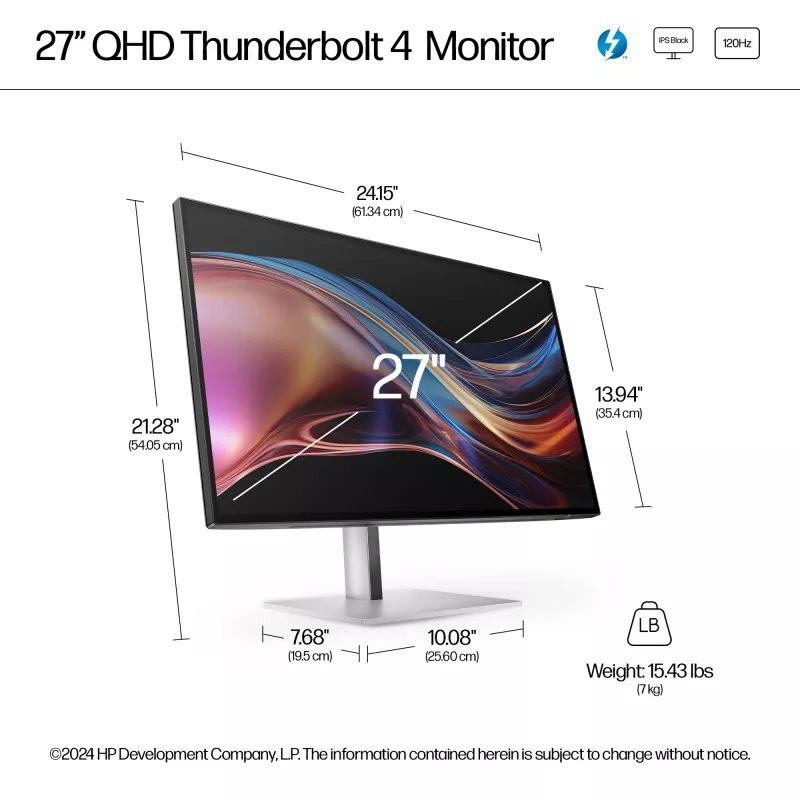 HP Series 7 Pro 27 collu QHD Thunderbolt 4 monitors - 727pu