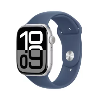 APPLE Watch Series 10 GPS + Cellular 46mm Sudraba alumīnija korpuss ar džinsa sporta siksniņu - M/L