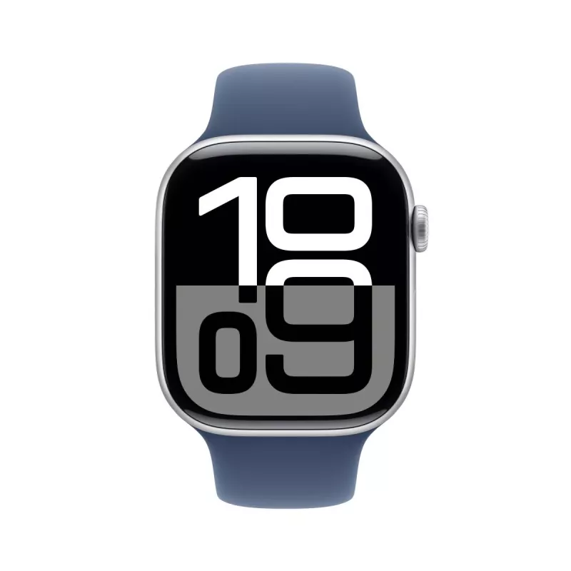 APPLE Watch Series 10 GPS + Cellular 46mm Sudraba alumīnija korpuss ar džinsa sporta siksniņu - M/L
