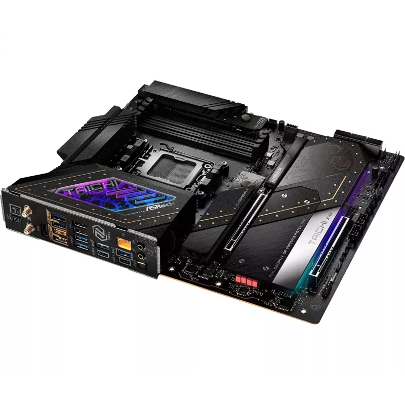 Mātesplate ASRock X870E Taichi — AMD X870E, Socket AM5, Extended ATX, DDR5, 4 DIMM, līdz 256GB, Wi‑Fi 7, 5Gb LAN