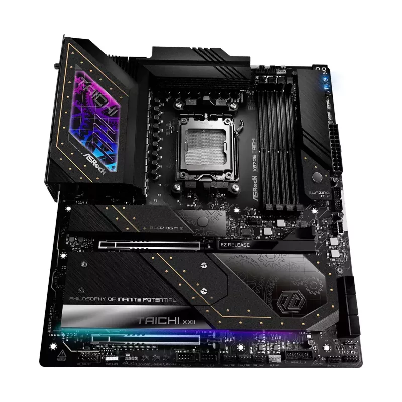 Mātesplate ASRock X870E Taichi — AMD X870E, Socket AM5, Extended ATX, DDR5, 4 DIMM, līdz 256GB, Wi‑Fi 7, 5Gb LAN