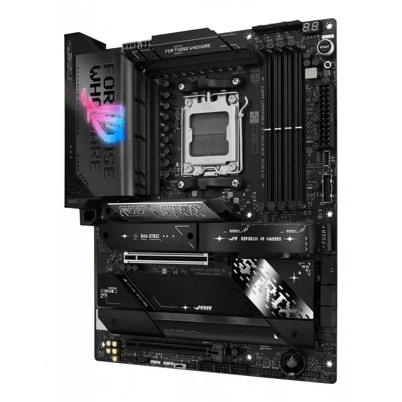 Mātesplate ASUS ROG STRIX X870E-E GAMING WIFI ATX, AMD X870E, Socket AM5, DDR5, 4 DIMM, Wi‑Fi 7, Bluetooth 5.4, 5Gb LAN