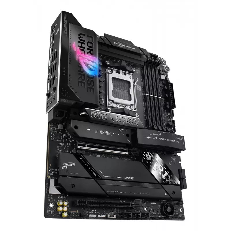 Mātesplate ASUS ROG STRIX X870E-E GAMING WIFI ATX, AMD X870E, Socket AM5, DDR5, 4 DIMM, Wi‑Fi 7, Bluetooth 5.4, 5Gb LAN