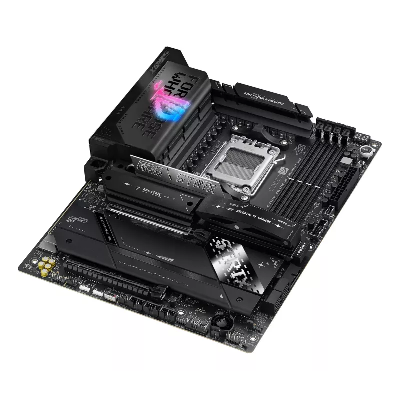 Mātesplate ASUS ROG STRIX X870E-E GAMING WIFI ATX, AMD X870E, Socket AM5, DDR5, 4 DIMM, Wi‑Fi 7, Bluetooth 5.4, 5Gb LAN