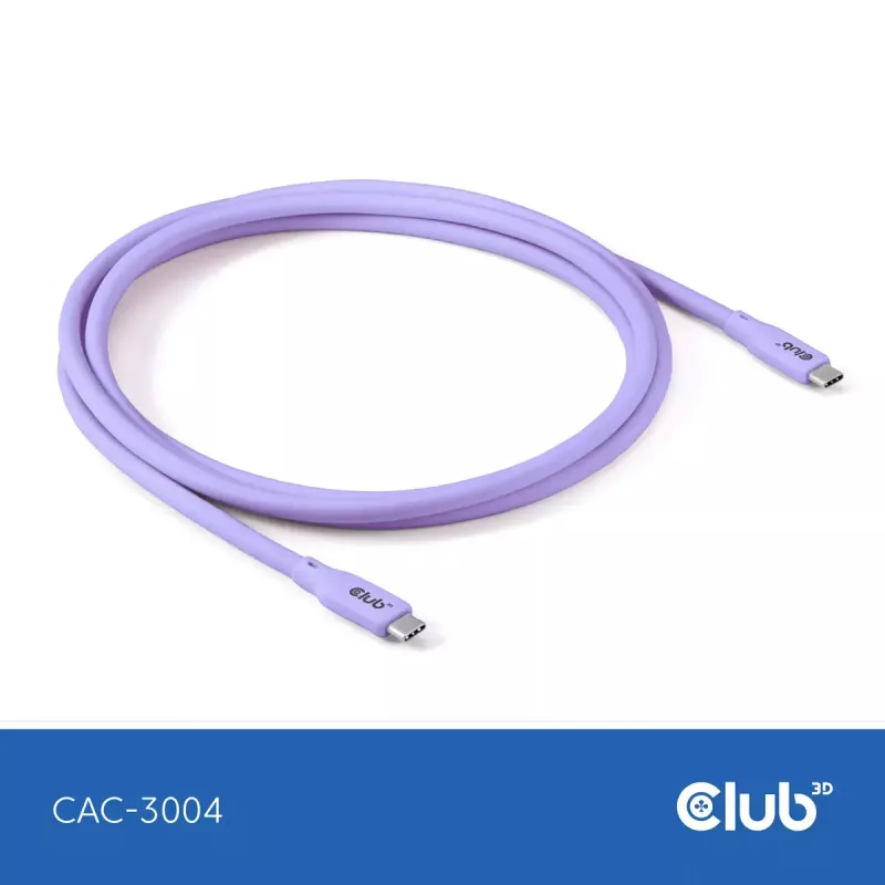 USB C kabelis CLUB3D CAC-3004 2m Violeta
