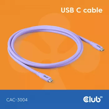 USB C kabelis CLUB3D CAC-3004 2m Violeta