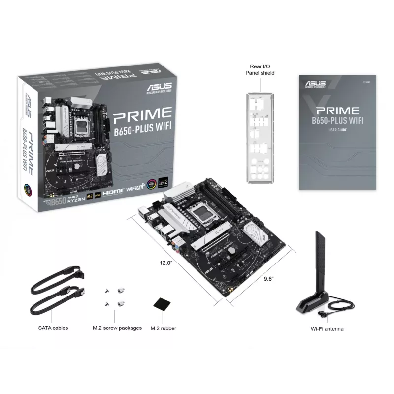 Mātesplate ASUS PRIME B650-PLUS WIFI ATX — AMD B650, Socket AM5, DDR5, 4 DIMM, 192 GB, Wi‑Fi 6E, 2.5Gb LAN