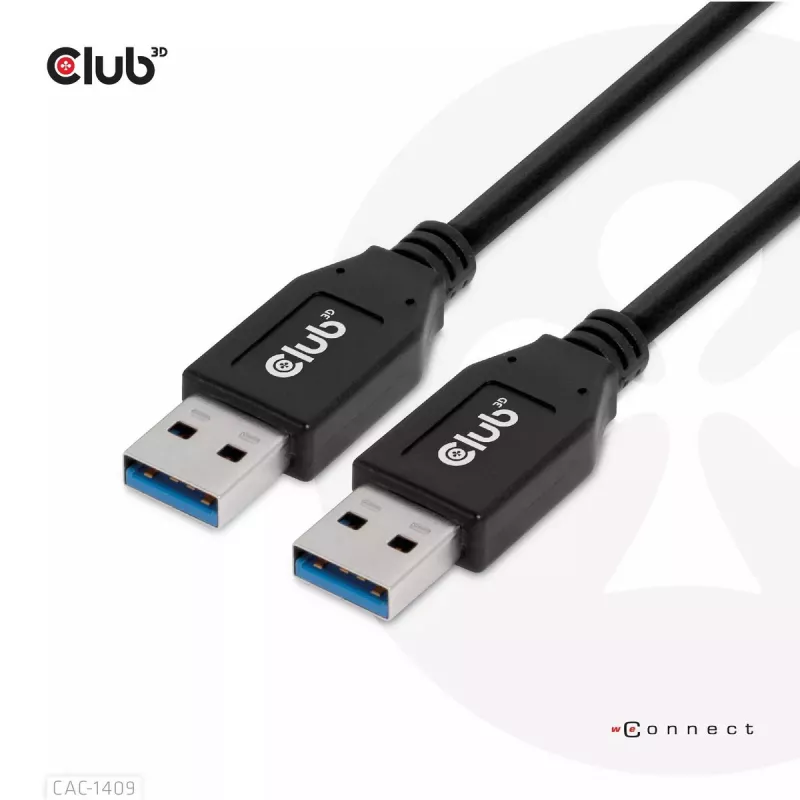 CLUB3D USB Typee-A Gen2(10G) kabelis, 3A M/M 0.5m / 1.64 ft