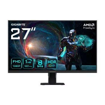 GIGABYTE GS27FA 27 collu FHD spēļu monitors - 1920 x 1080, 180 Hz, 1 ms, 300 cd/m², FreeSync, HDR Ready, HDMI 2.0