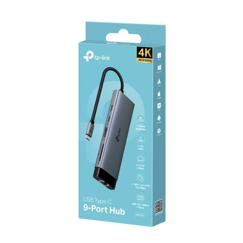 TP-Link UH9120C saskarnes centrmezgls USB 3.2 Gen 1 (3.1 Gen 1) Type-C 5000 Mbit/s