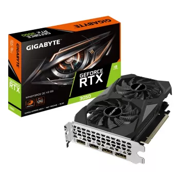 Grafikas karte GIGABYTE GeForce RTX 3050 — 6 GB GDDR6, 2304 CUDA kodoli, PCIe 4.0, 14000 MHz atmiņa