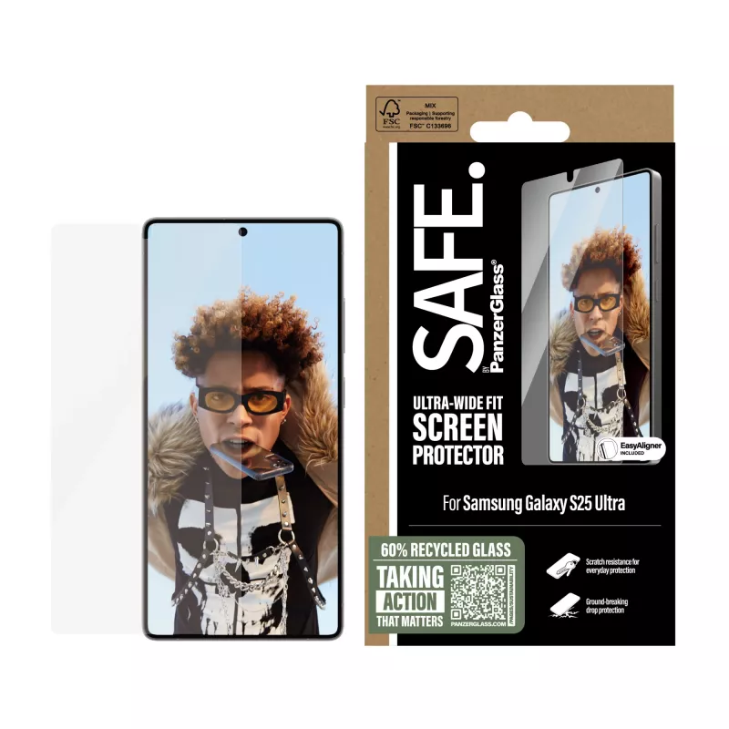 PanzerGlass SAFE. by ® Ekrāna aizsargs Samsung Galaxy S25 Ultra | Ultra-Wide Fit ar EasyAligner