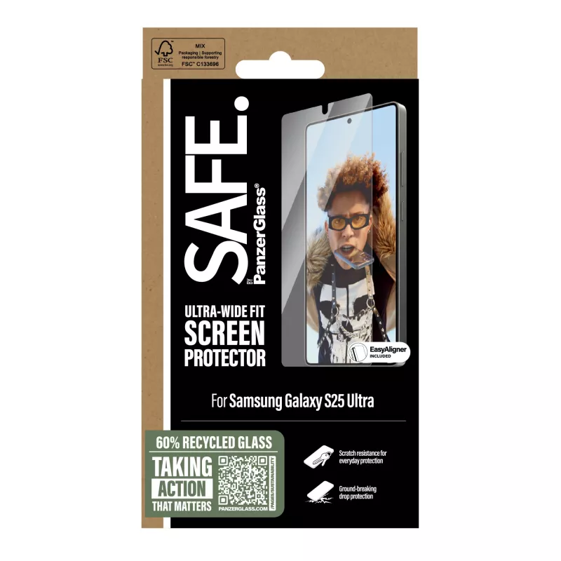 PanzerGlass SAFE. by ® Ekrāna aizsargs Samsung Galaxy S25 Ultra | Ultra-Wide Fit ar EasyAligner