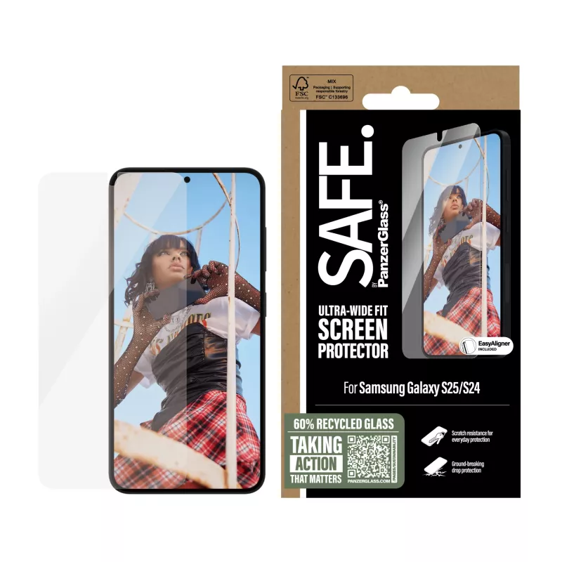 PanzerGlass SAFE. by ® Ekrāna aizsargs Samsung Galaxy S25 | S24 | Ultra-Wide Fit ar EasyAligner
