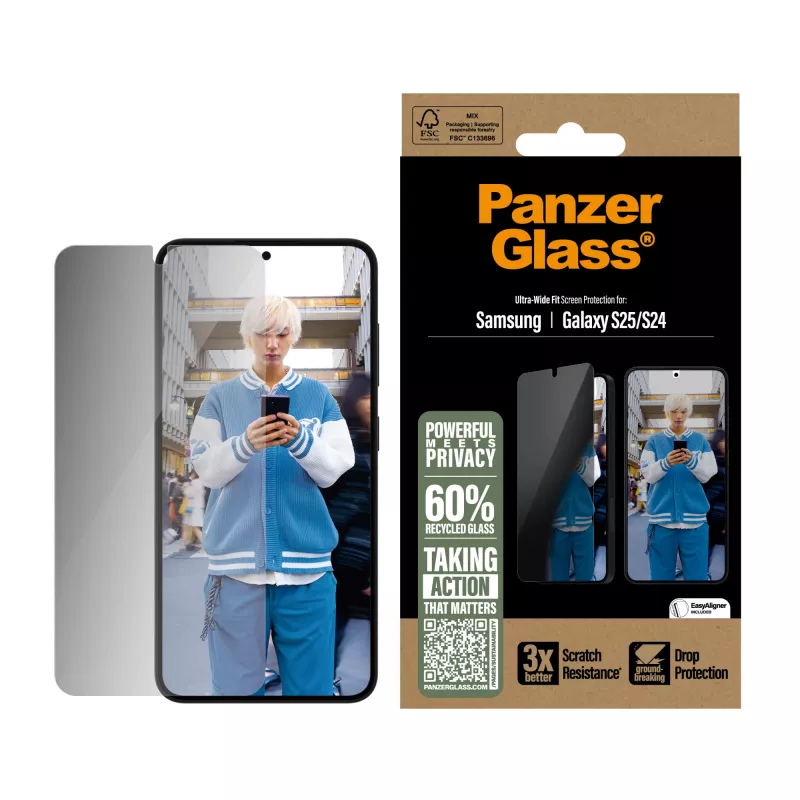 PanzerGlass ® Privātuma ekrāna aizsargs Samsung Galaxy S25 | S24 | Ultra-Wide Fit