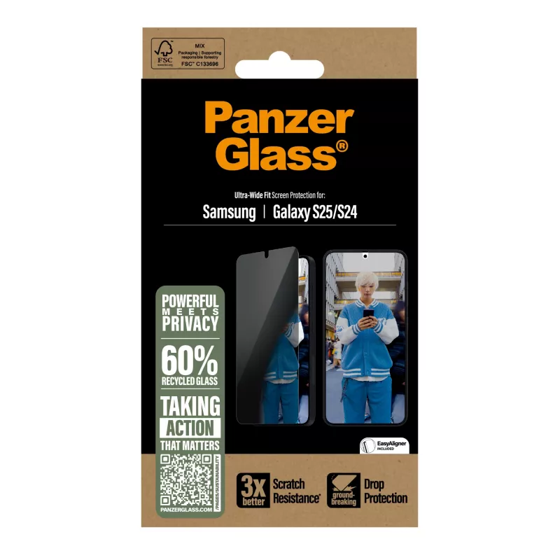 PanzerGlass ® Privātuma ekrāna aizsargs Samsung Galaxy S25 | S24 | Ultra-Wide Fit