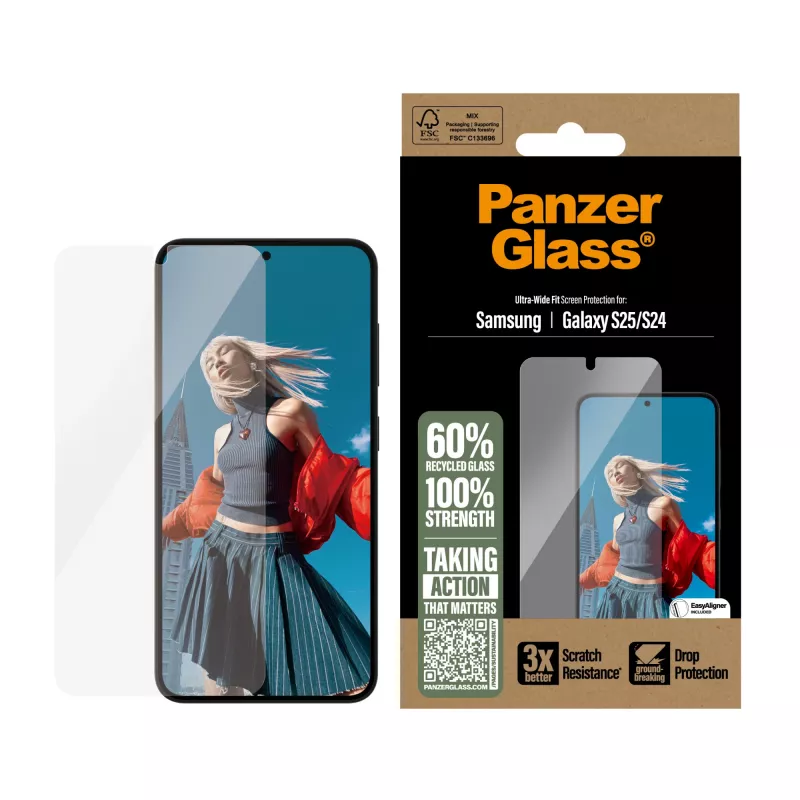 PanzerGlass ® Ekrāna aizsargs Samsung Galaxy S25 | S24 | Ultra-Wide Fit