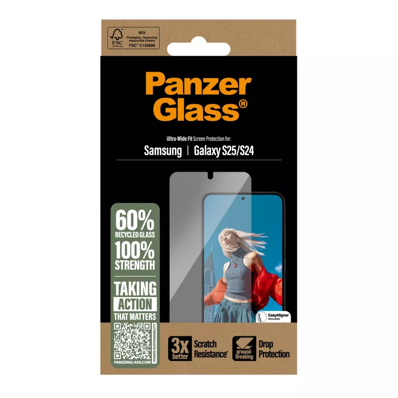 PanzerGlass ® Ekrāna aizsargs Samsung Galaxy S25 | S24 | Ultra-Wide Fit
