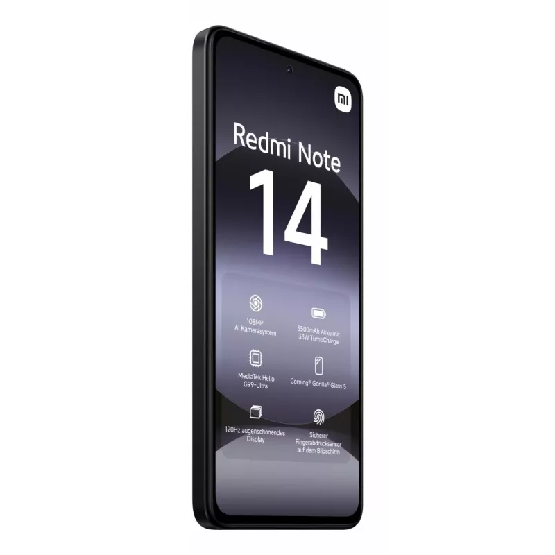 Viedtālrunis Xiaomi Redmi Note 14 6.67 collu AMOLED 120Hz, 6 GB RAM, 128 GB, 108 MP, 5500 mAh, IP54, Melns