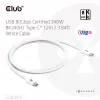 CLUB3D USB 80Gbps sertificēts 240W 8K240Hz Type-C® 1.2m / 3.94ft melns kabelis