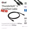 CLUB3D Thunderbolt™ 5 sertificēts 8K240Hz datu 80/120 Gbps EPR 240 vatu kabelis M/M 1m / 3.28 pēdas
