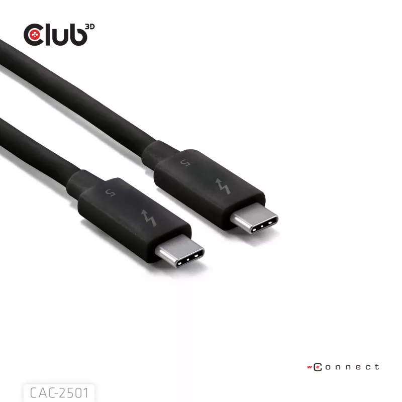 CLUB3D Thunderbolt™ 5 sertificēts 8K240Hz datu 80/120 Gbps EPR 240 vatu kabelis M/M 1m / 3.28 pēdas