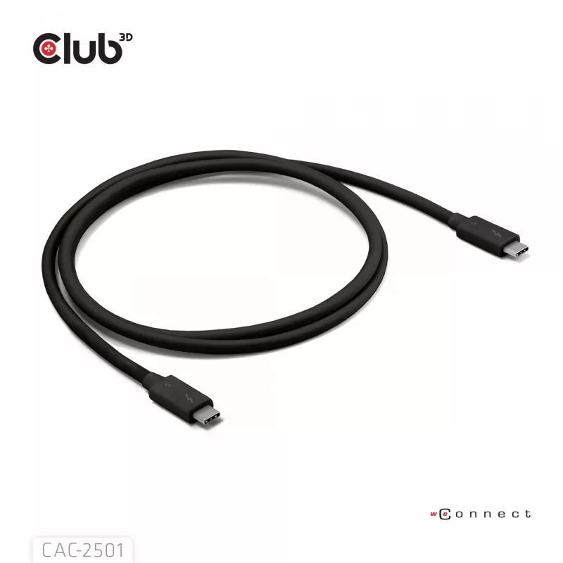 CLUB3D Thunderbolt™ 5 sertificēts 8K240Hz datu 80/120 Gbps EPR 240 vatu kabelis M/M 1m / 3.28 pēdas