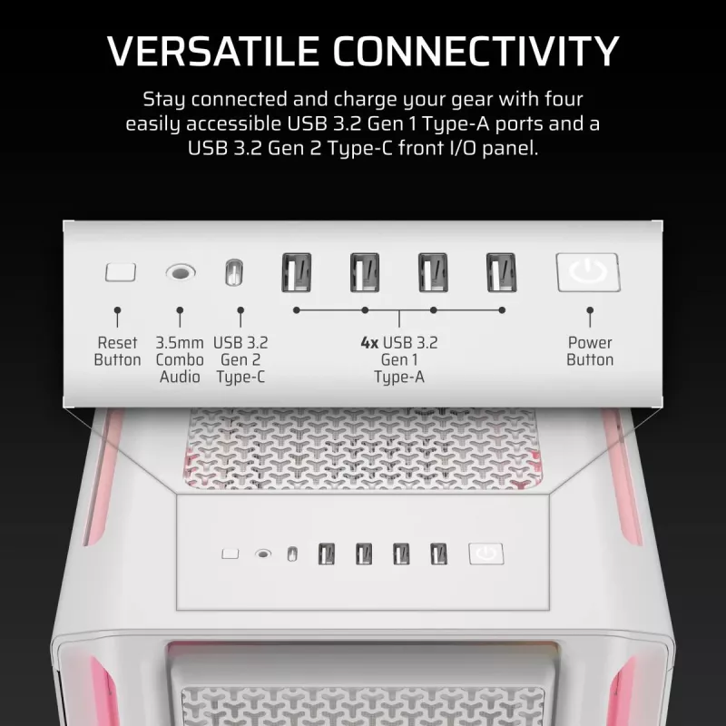CORSAIR datora korpuss - Geh Midi 5000t Lx Rgb (rūdīts stikls) balts