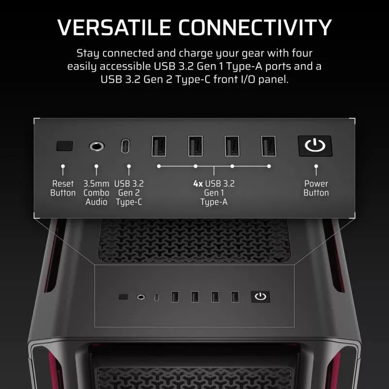 CORSAIR datora korpuss - Icue Link 5000t Lx RGB vidējais tornis ar augstu veiktspēju
