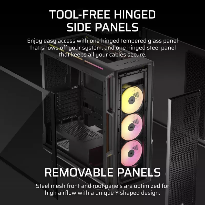 CORSAIR datora korpuss - Icue Link 5000t Lx RGB vidējais tornis ar augstu veiktspēju