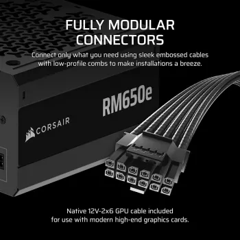 CORSAIR Barošanas bloks - Rme sērijas Rm650e pilnībā modulārs zema trokšņa ATX 650W