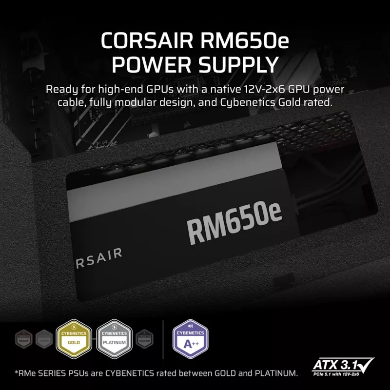 CORSAIR Barošanas bloks - Rme sērijas Rm650e pilnībā modulārs zema trokšņa ATX 650W