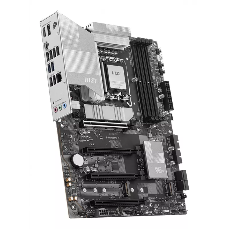 Mātesplate MSI PRO B860-P — Intel B860, LGA 1851, ATX, DDR5, 4 DIMM, 3×M.2, 5Gb LAN, HDMI 2.1