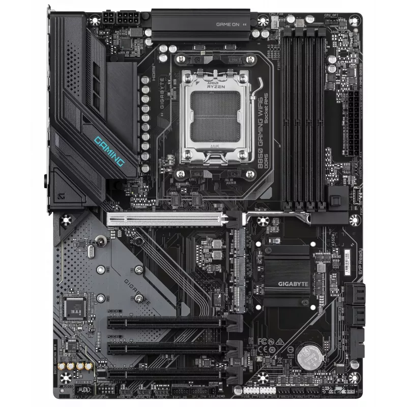 Mātesplate GIGABYTE B850 GAMING WIFI6, AMD B850 mikroshēmojums, AM5 ligzda, ATX, 4x DDR5 sloti, Wi‑Fi 6, 3x M.2, 4x SATA III