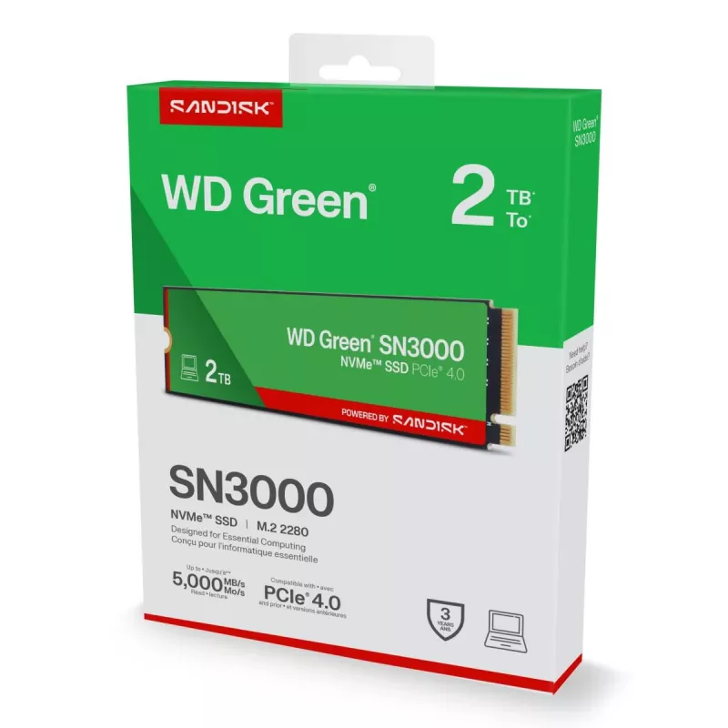 WESTERN DIGITAL SSD - WD zaļa SN3000 NVMe - 500 GB - Pci-e Gen4 x4 - M.2 2280