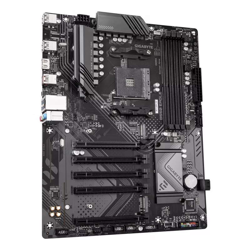 GIGABYTE B550 EAGLE mātesplate - AMD Ryzen 5000 G sērijas CPU, 10+3+1 fāžu VRM, līdz 3200MHz DDR4, 1xPCIe 4.0 + 1xPCIe 3.0 M.2, 1GbE LAN, USB 3.2 Gen 2
